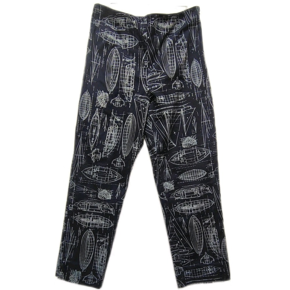 Ann Taylor Womens Nautical Boat Blueprint Ankle Pants Size 6 Stretch Coastal